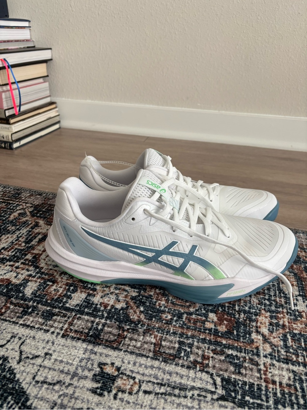 ASICS Sky Elite FF 3 Men’s Volleyball Shoes White Blue Green Size 11.5 Indoor